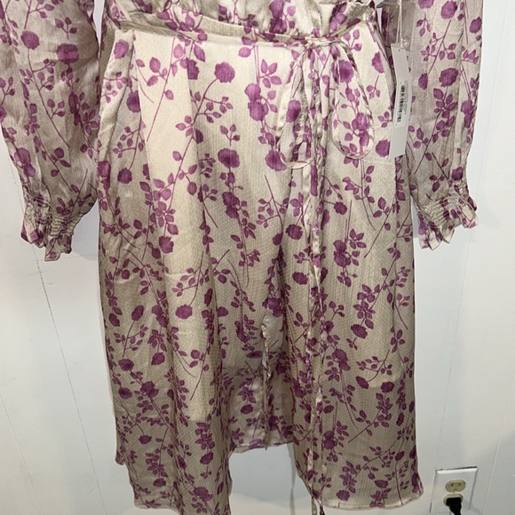 Bishop + Young Camila Long Sleeve Wrap Dress Wildflower Print Pink/Purple NWT - Picture 6 of 10